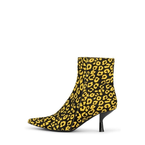 Jeffrey Campbell Shoes - JEFFREY CAMPBELL EGNY Yellow Black Cheetah Leather Kitten Heel Bootie 8